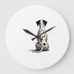 Grande Horloge Ronde Illustration d'un dalmatien vintage vu de dos Min