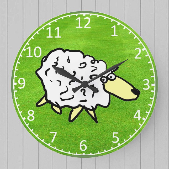 Grande Horloge Ronde Illustration Fun Sheep (Créateur téléchargé)
