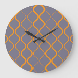 Grande Horloge Ronde Illustration ondulée jaune, rétro, cool et tendanc
