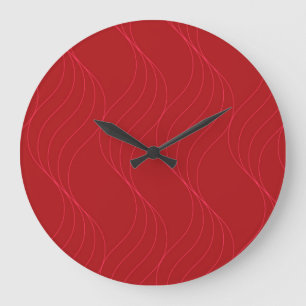 Grande Horloge Ronde Illustration ondulée rouge, élégante, simple cool