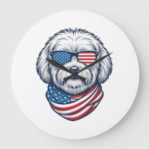Grande Horloge Ronde Illustration vectorielle de chien duveteux patriot