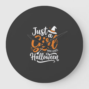 Grande Horloge Ronde Illustration vectorielle Halloween Juste Une Fille