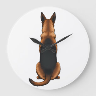 Grande Horloge Ronde Illustration vintage de chien de berger allemand v