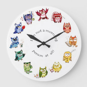 Grande Horloge Ronde Im pas une personne de matin - hiboux