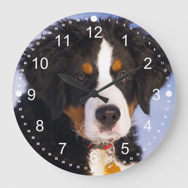Grande Horloge Ronde Image mignonne de chiot de chien de montagne de (Recto)
