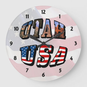 Grande Horloge Ronde Image Utah et texte de l'indicateur USA