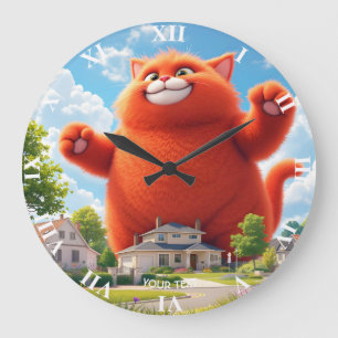 Grande Horloge Ronde Imaginaire Cute Big Orange Chat