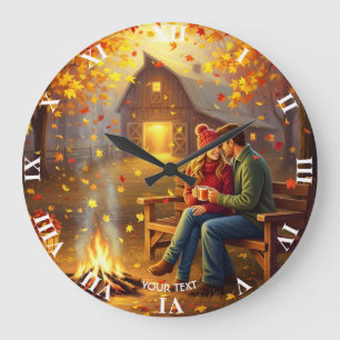 Grande Horloge Ronde Imaginaire Cute Campfire Date Pays