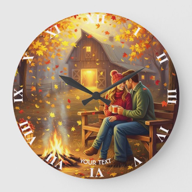 Grande Horloge Ronde Imaginaire Cute Campfire Date Pays (Recto)