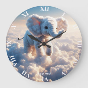 Grande Horloge Ronde Imaginaire Cute Vivid Cloud Elephant Sky