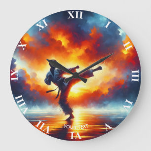Grande Horloge Ronde Imaginaire joli Sunset Karate Fighter