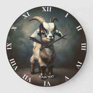 Grande Horloge Ronde Imaginaire mignon bébé chèvre