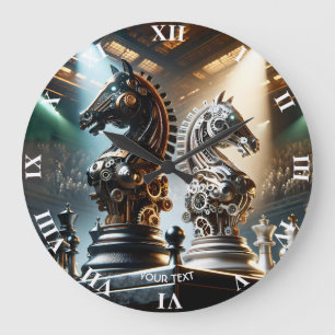 Grande Horloge Ronde Imaginaire mignon chevaliers Pièces