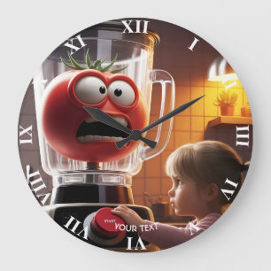 Grande Horloge Ronde Imaginaire mignonne fille mélangeur tomate