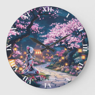 Grande Horloge Ronde Imaginaire mignonne Sakura Cyborg fille