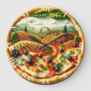 Grande Horloge Ronde Imaginaire Mignonne Whimsical Paysage Italien
