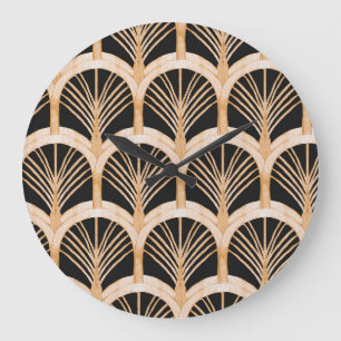 Grande Horloge Ronde Imitation or : aquarelle art déco.