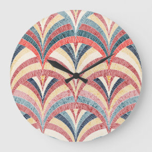 Grande Horloge Ronde Impression brodée ondulée bohème sans soudure.