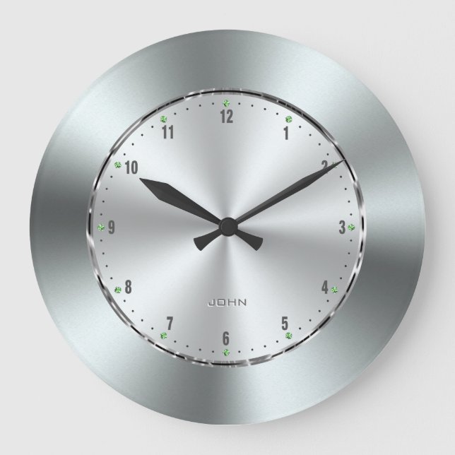 Grande Horloge Ronde Impression d'acier inoxydable brillant (Recto)