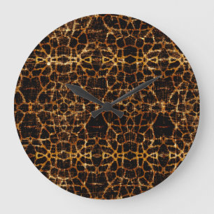 Grande Horloge Ronde Impression d'animal de girafe grunge en détresse v