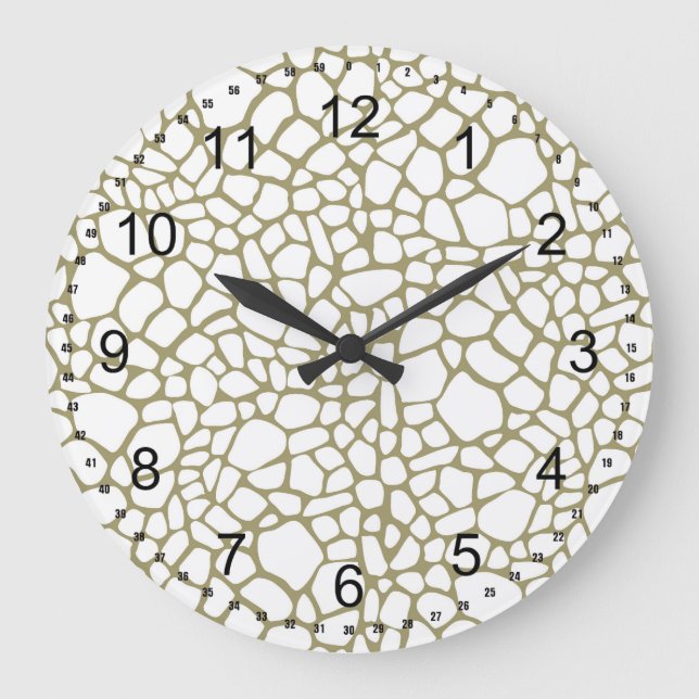 Grande Horloge Ronde Impression de girafe blanche or (Recto)