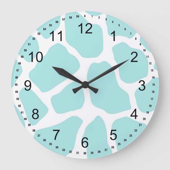Grande Horloge Ronde Impression de girafe ciel et blanc (Recto)
