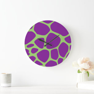 Grande Horloge Ronde Impression de girafe, Girafe violet, Poster de ani