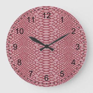 Grande Horloge Ronde Impression de serpent rose
