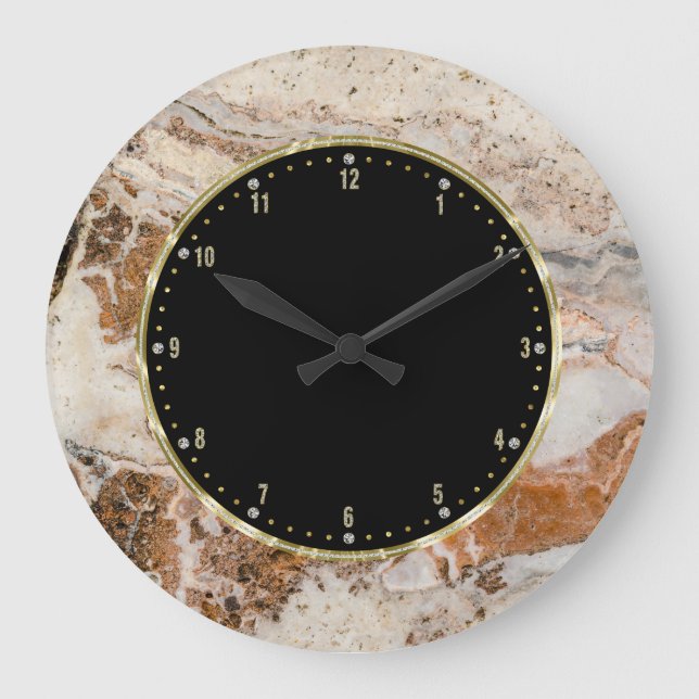 Grande Horloge Ronde Impression de texture de Brown & Beige (Recto)