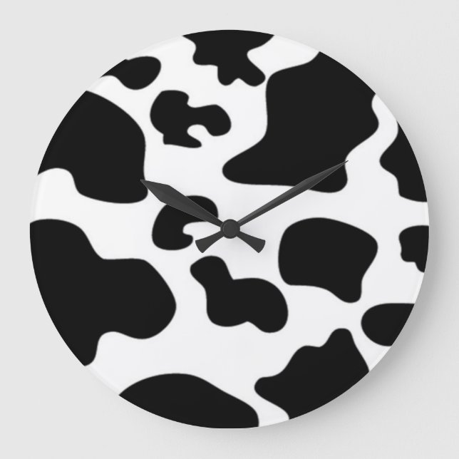 Grande Horloge Ronde Impression de vache noire et blanche (Recto)