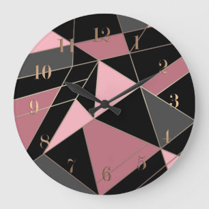 Grande Horloge Ronde Impression géométrique moderne Abstraite