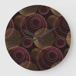Grande Horloge Ronde Impression géométrique Or Luxuriante