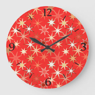 Grande Horloge Ronde Impression Starburst moderne, Mandarin profond Ora