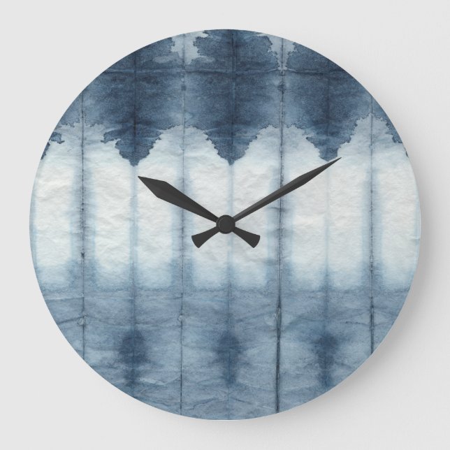 Grande Horloge Ronde Imprimer Shibori Indigio (Recto)