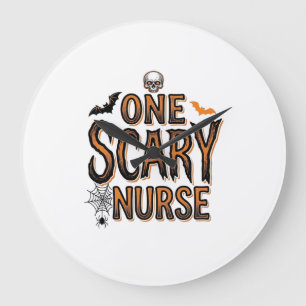 Grande Horloge Ronde Infirmière effrayante Halloween Vintage Gravure T-
