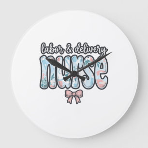 Grande Horloge Ronde Infirmière en salle d'accouchement Chemise florale