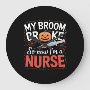 Grande Horloge Ronde Infirmière Funny Halloween Infirmière essentielle 