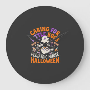 Grande Horloge Ronde Infirmière Halloween Petits Diables