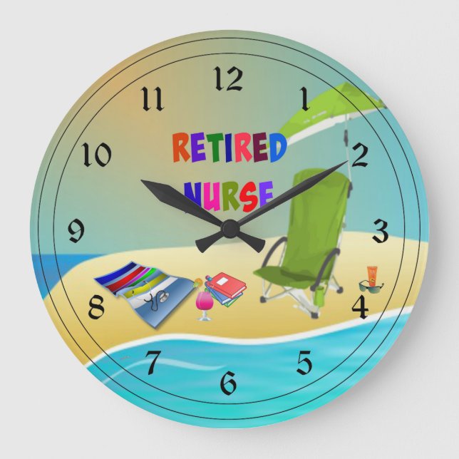 Grande Horloge Ronde Infirmière retraitée, plaisir au soleil (Recto)