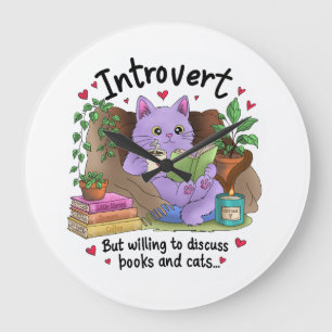 Grande Horloge Ronde Introverti mais prêt à discuter de livres et de ch
