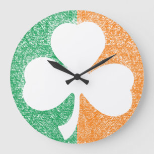 Grande Horloge Ronde Irish Shamrock custom wall clock