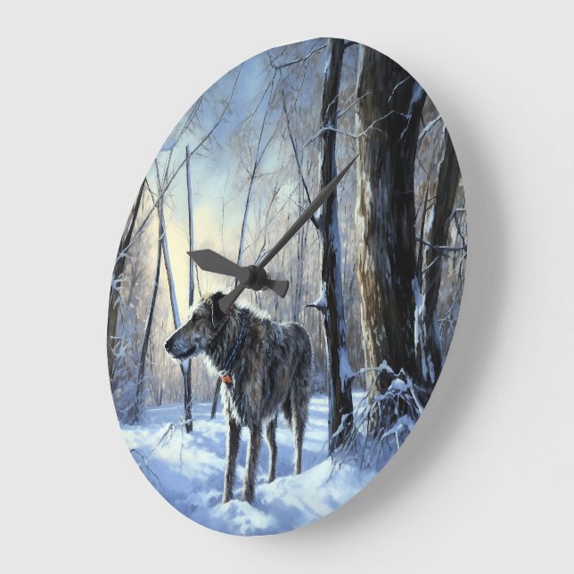 Grande Horloge Ronde Irish Wolfhop Laisser neiger Noël (Angle)