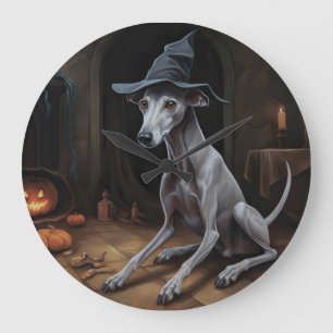 Grande Horloge Ronde Italian Greyhound Citrouilles Halloween Épouvantab