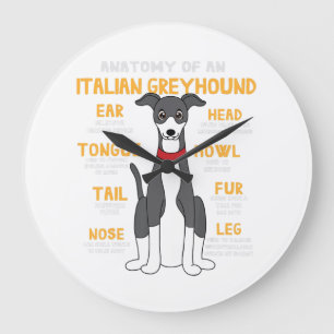 Grande Horloge Ronde Italien Greyhound Anatomie Funny Chien Maman Papa 