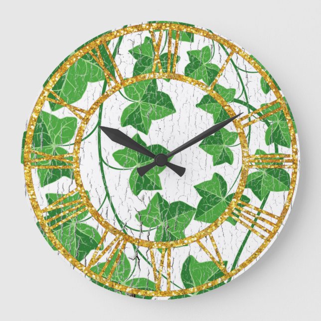 Grande Horloge Ronde Ivy sur blanc Patiné (Recto)
