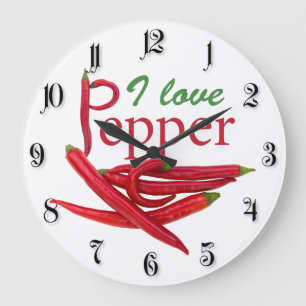 Grande Horloge Ronde J'adore le poivre