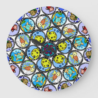 Grande Horloge Ronde J'adore l'étui de téléphone tortues