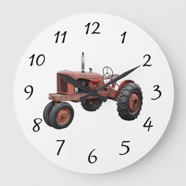 Grande Horloge Ronde J'Aime Ces Vieux Tracteurs Rusty (Recto)