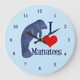 Grande Horloge Ronde J'aime des lamantins