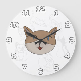 Grande Horloge Ronde J'aime les chats